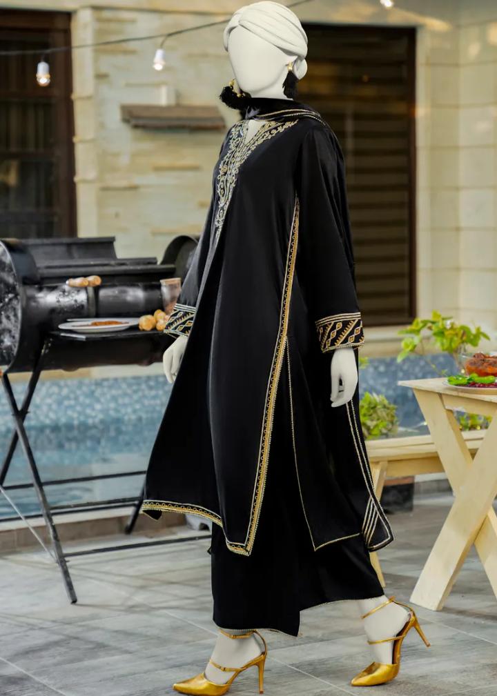 J. 3-Piece Embroidered Cotton Silk Luxury Suit - Black view 5