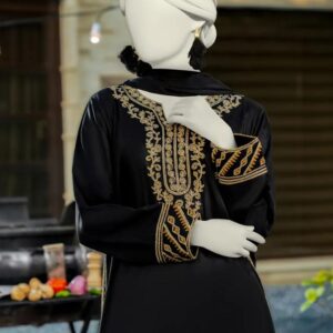 J. 3-Piece Embroidered Cotton Silk Luxury Suit - Black