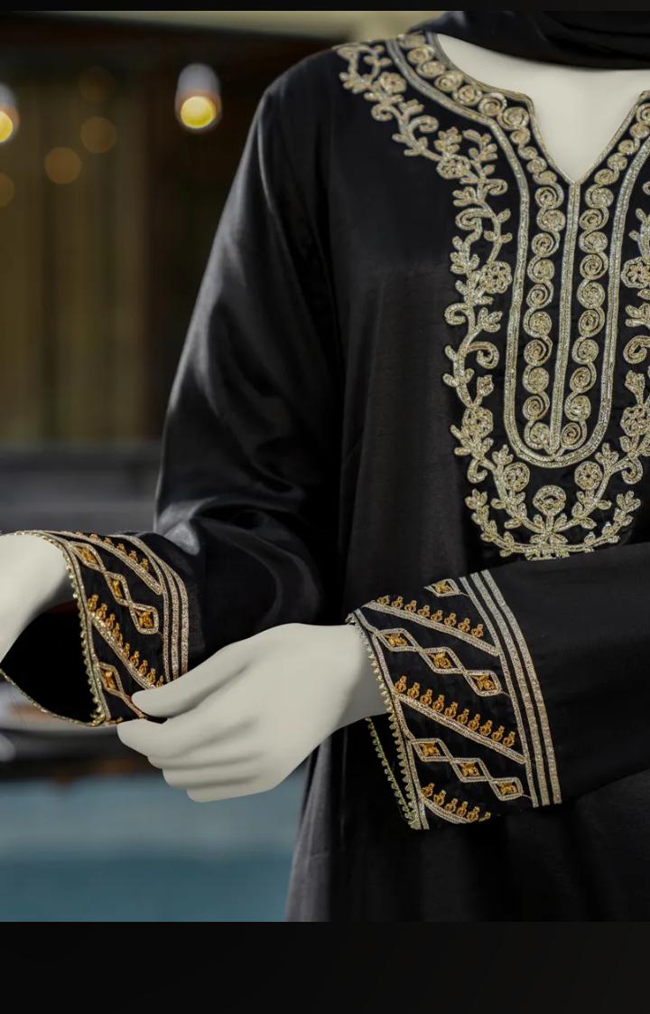 J. 3-Piece Embroidered Cotton Silk Luxury Suit - Black view 3