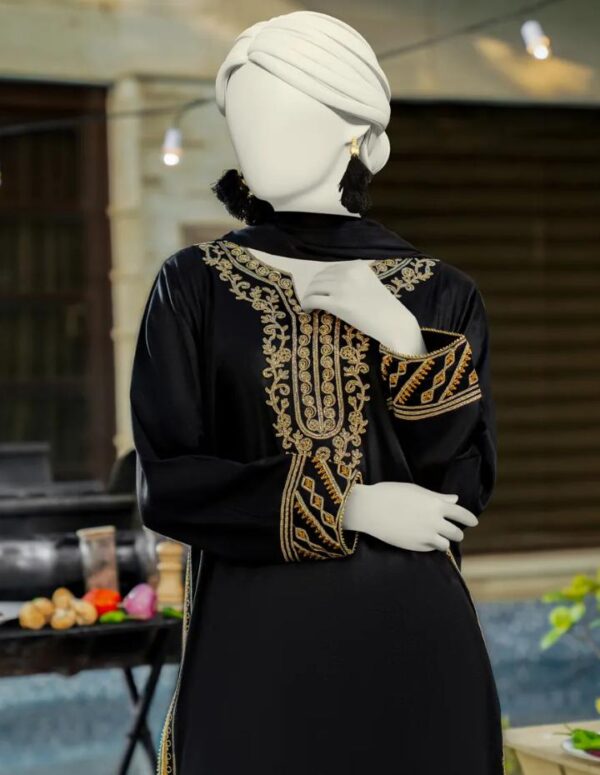 J. 3-Piece Embroidered Cotton Silk Luxury Suit - Black