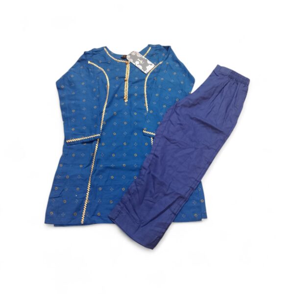 J. Kids Mix & Match 2-Piece Printed Lawn Dress (Shirt & Trouser) - Indigo Blue