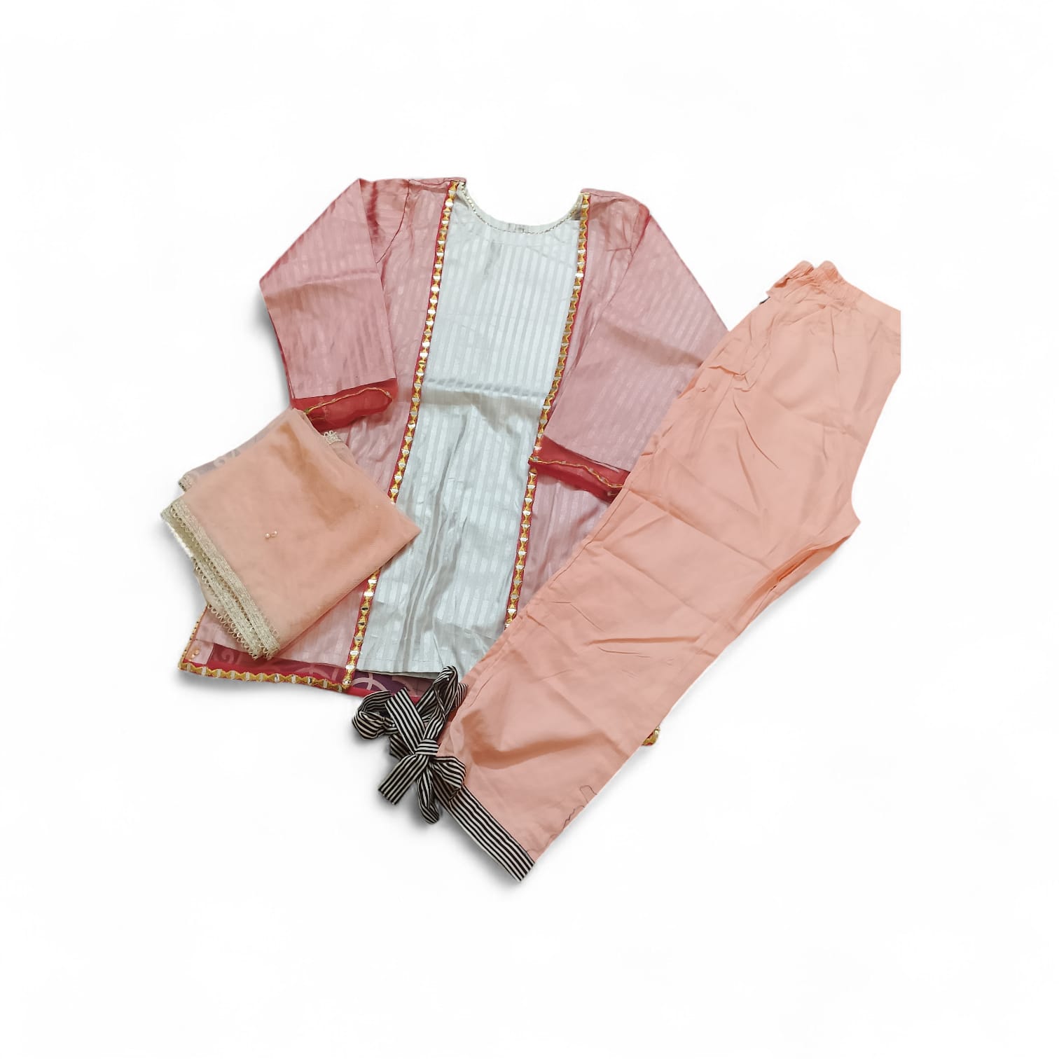 J. Kids Mix & Match 3-Piece Fancy Cotton Silk Dress - Pastel Pink &…