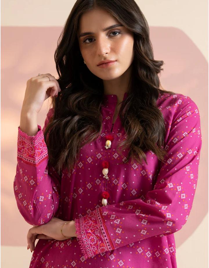 Zellbury 1-Piece Chunri Printed Lawn Kurti - Magenta