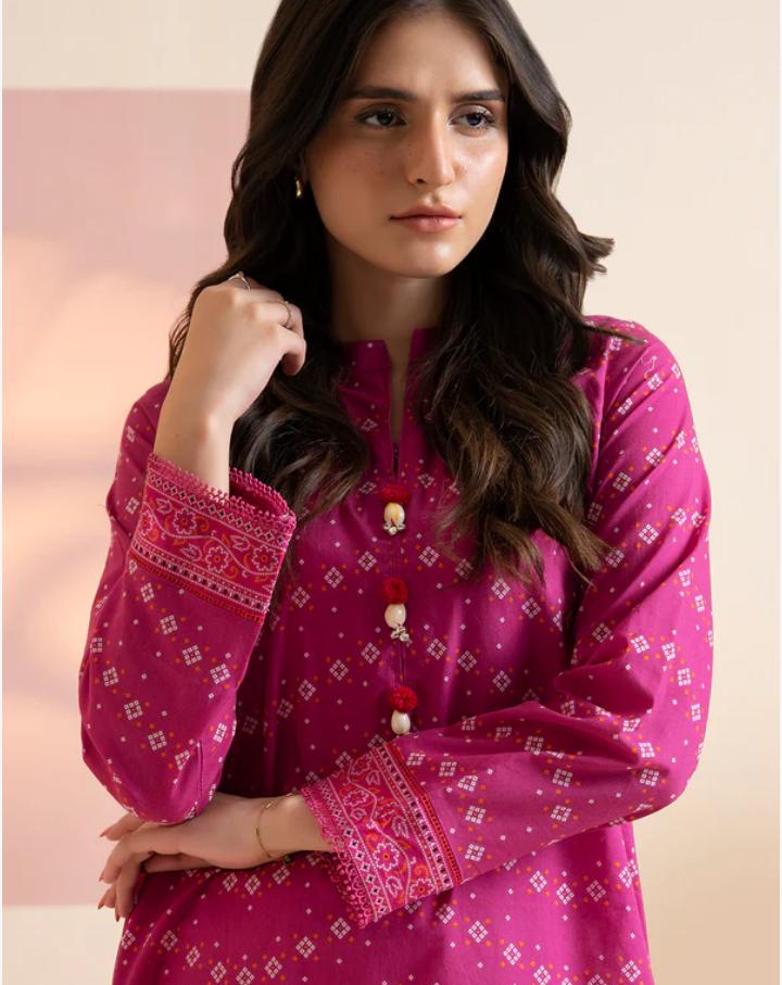 Zellbury 1-Piece Chunri Printed Lawn Kurti - Magenta view 2