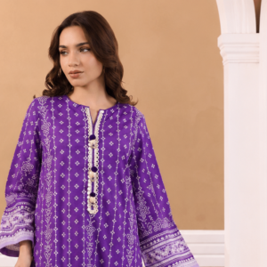 Zellbury 1-Piece Chunri Printed Lawn Kurti - Purple