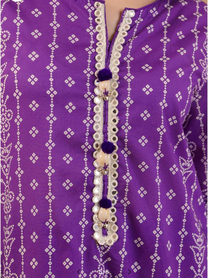 Zellbury 1-Piece Chunri Printed Lawn Kurti - Purple view 2