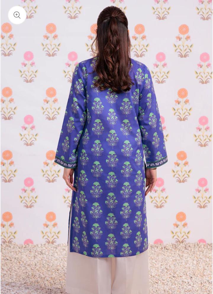 Zellbury 1-Piece Floral Printed Lawn Kurti - Royal Blue view 2