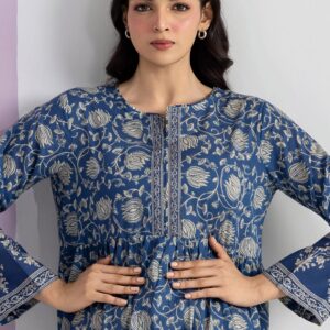 Zellbury-1-Piece-Floral-Printed-Lawn-Tunic-Blue