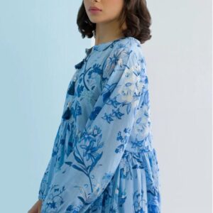 Zellbury 1-Piece Floral Printed Lawn Tunic Frock - Sky Blue
