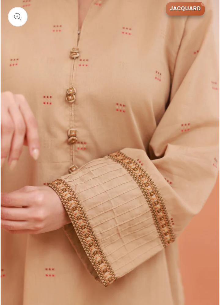 Zellbury 2-Piece Embroidered Lawn Jacquard Shirt & Trouser - Beige view 2