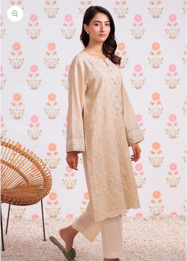 Zellbury 2-Piece Embroidered Lawn Shirt & Trouser - Cream view 4