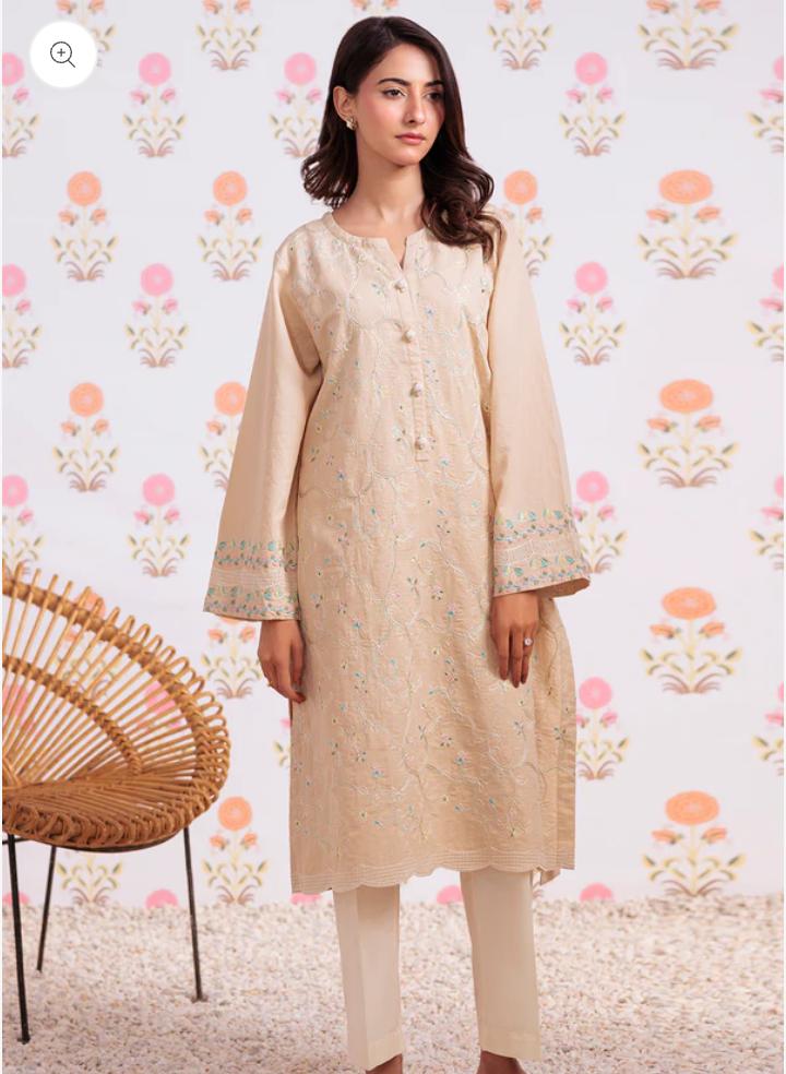 Zellbury 2-Piece Embroidered Lawn Shirt & Trouser - Cream view 3
