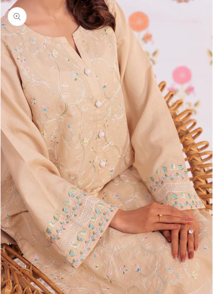 Zellbury 2-Piece Embroidered Lawn Shirt & Trouser - Cream view 2