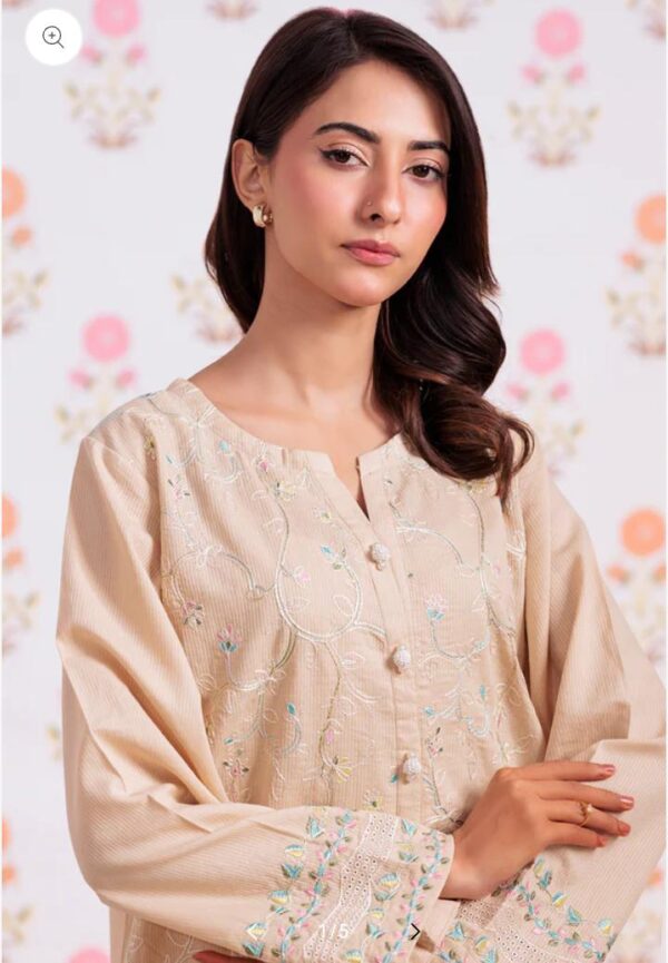 Zellbury 2-Piece Embroidered Lawn Shirt & Trouser - Cream