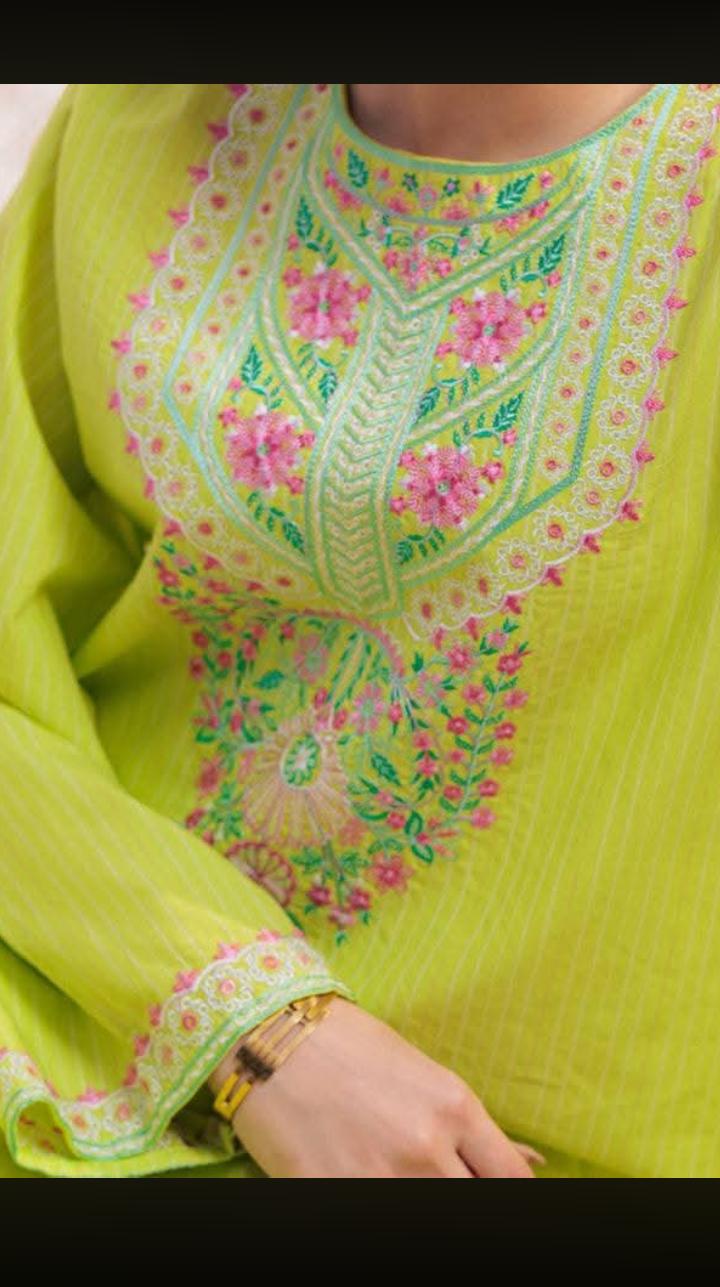 Zellbury 2-Piece Embroidered Lawn Shirt & Trouser - Lime Green view 3