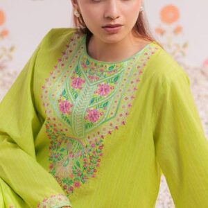 Zellbury 2-Piece Embroidered Lawn Shirt & Trouser - Lime Green