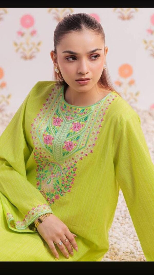 Zellbury 2-Piece Embroidered Lawn Shirt & Trouser - Lime Green