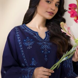 Zellbury 2-Piece Embroidered Lawn Shirt & Trouser - Navy Blue