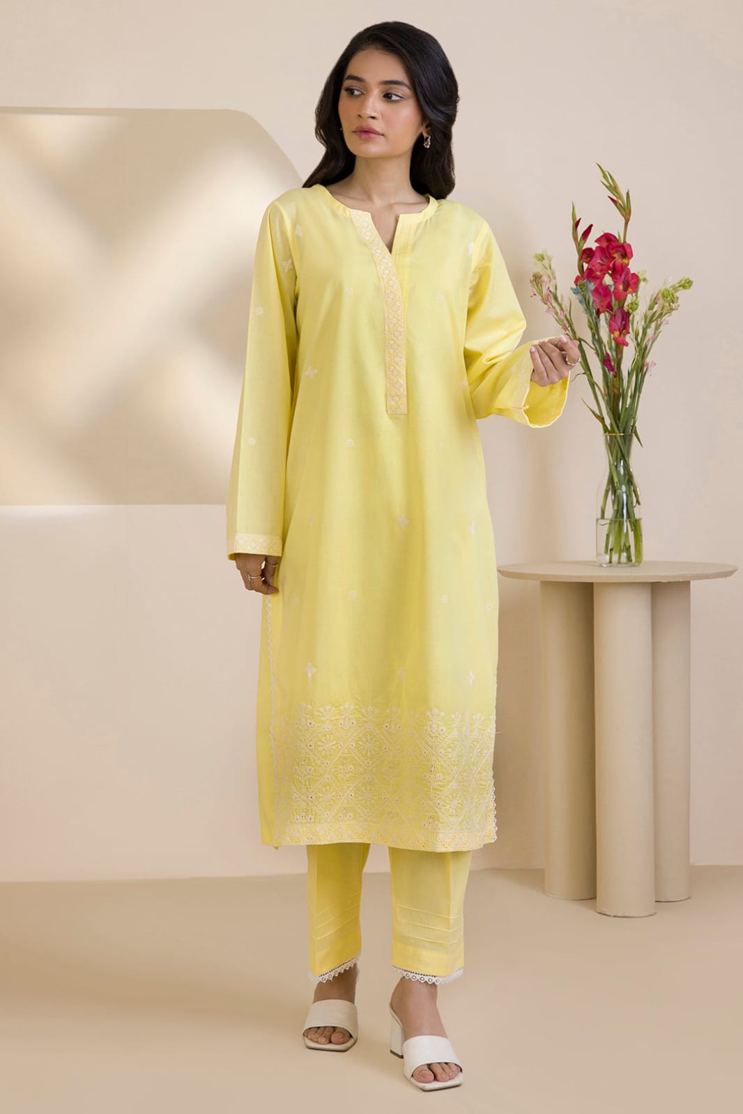 Zellbury 2-Piece Embroidered Lawn Shirt & Trouser - Yellow view 2