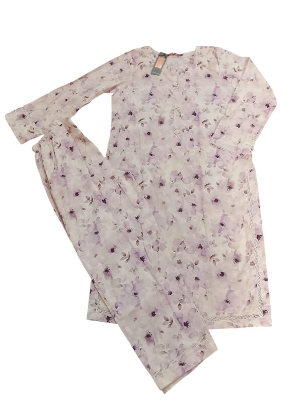 Zellbury 2-Piece Floral Printed Lawn Shirt & Trouser - Soft Lilac