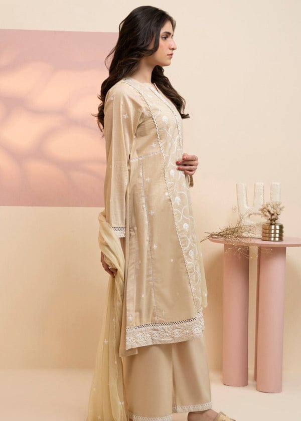 Zellbury 3-Piece Embroidered Lawn Dress - Beige view 4
