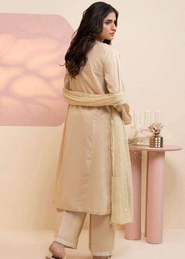Zellbury 3-Piece Embroidered Lawn Dress - Beige view 2