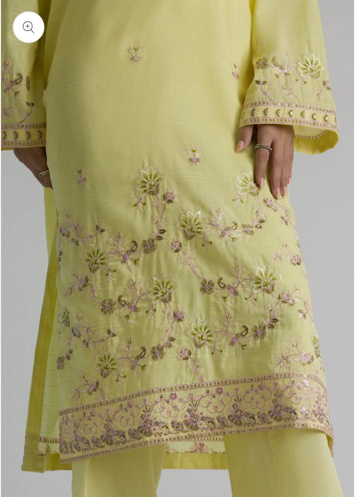 Zellbury 3-Piece Embroidered Lawn Dress - Yellow & Pink view 6
