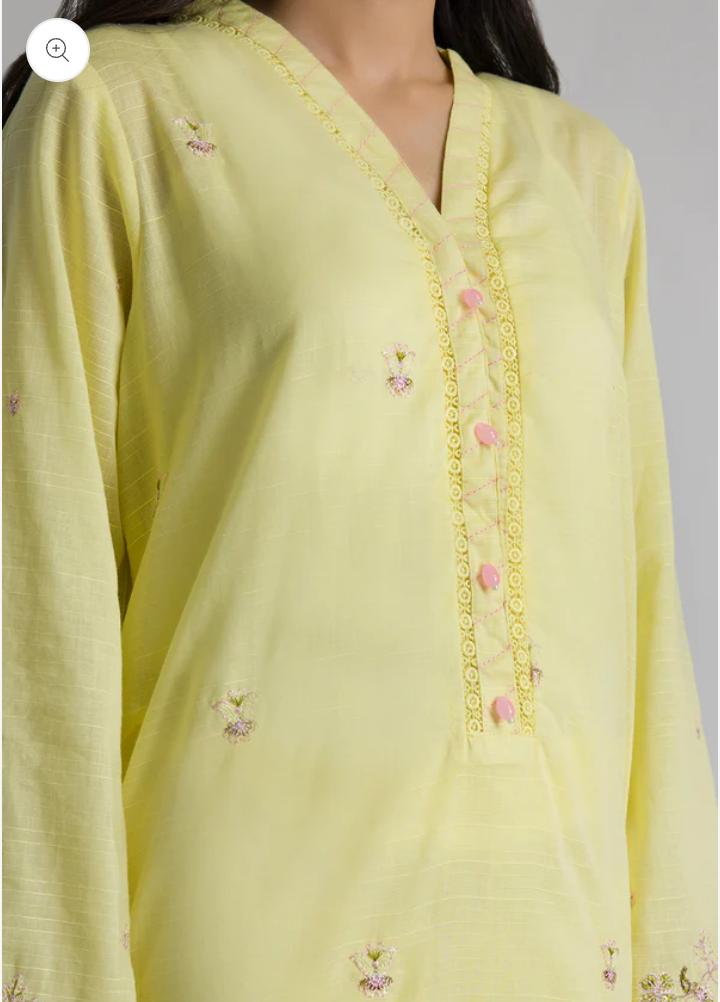 Zellbury 3-Piece Embroidered Lawn Dress - Yellow & Pink view 5