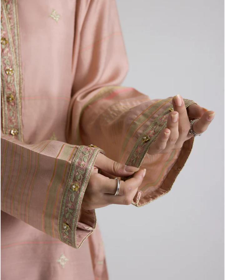 Zellbury 3-Piece Embroidered Zari Lawn Dress - Peach - Image 5