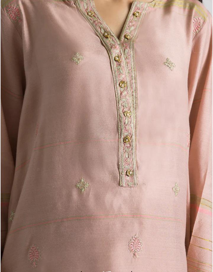 Zellbury 3-Piece Embroidered Zari Lawn Dress - Peach - Image 4