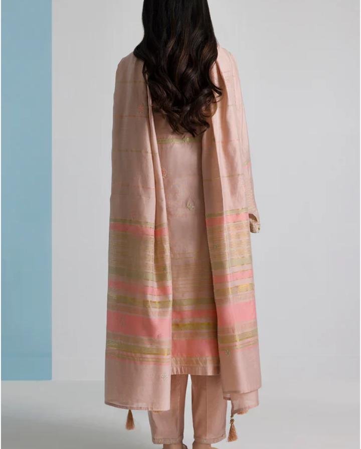 Zellbury 3-Piece Embroidered Zari Lawn Dress - Peach - Image 2