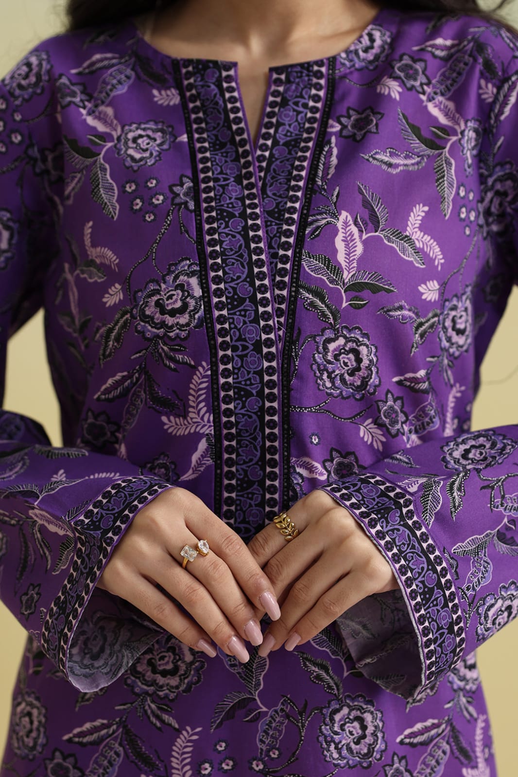 Zellbury 3-Piece Printed Lawn Dress - Purple view 2