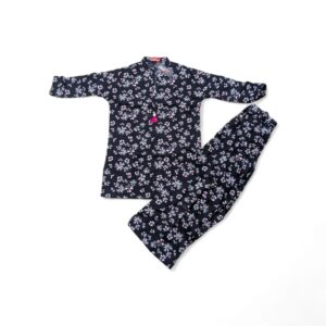 Zellbury Kids 2-Piece Printed Lawn Dress (Shirt & Trouser) - Monochrome Black & White Floral