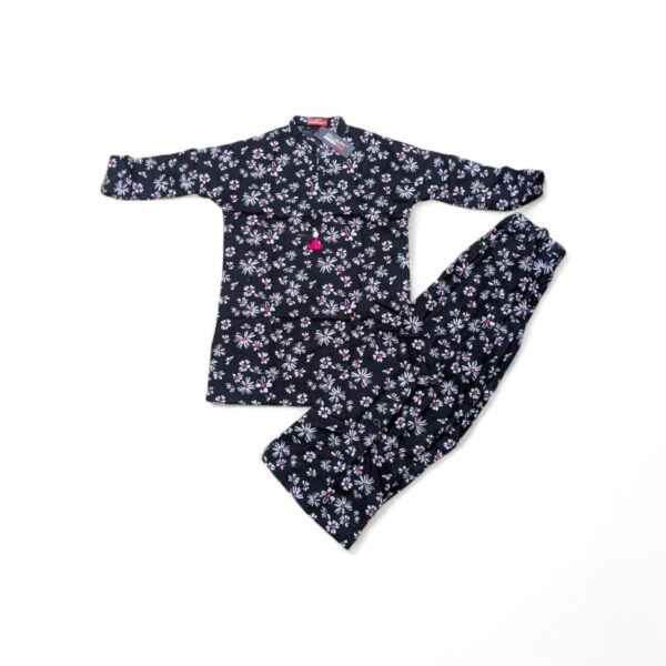 Zellbury Kids 2-Piece Printed Lawn Dress (Shirt & Trouser) - Monochrome Black & White Floral